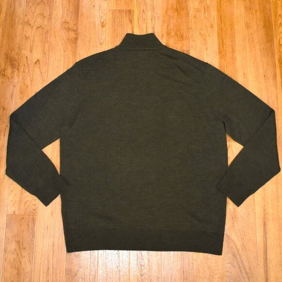 UNTUCKit Green Merino Wool 1/4 Zip Pullover Sweater Sz L - Picture 2 of 3